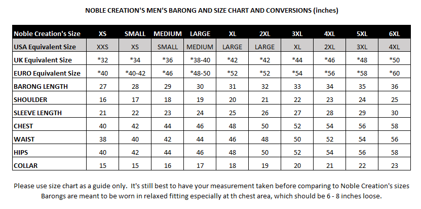 Size chart