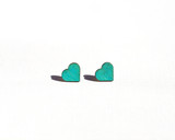 Teal Wood Heart Studs