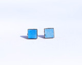 Turquoise leather square studs