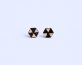 Black leather Hexagon stud with etched pattern