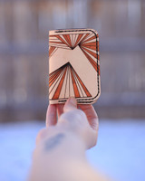 Front of Leather card holder with ray pattern