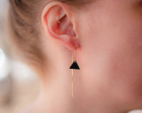 Black leather triangle ear threads