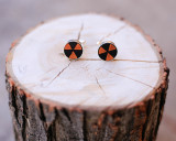 Leather Cuff Link with Bio Hazard Etched Pattern