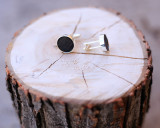 Leather Cuff Link with Wood Grain Etched Pattern