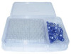 9mm Clear Screw Top Vial Kit w/ Blue Cap, Pre-Slit Septa, PTFE/Silicone, Writing Patch, 100-pk