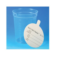 Specimen Container/Cup, 6.5oz, with Pour Spout, Polypropylene, Graduated, w/ Paper Lid, 500-cs