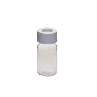 Precleaned - 20mL Clear Vial, 24-414mm Open Top White Polypropylene Closure, .125" PTFE/Silicone Lined, 72-pk