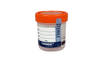 3oz (90mL) Specimen Cup, Sterile, w/ Temp Strip, Orange Cap, 400-pk