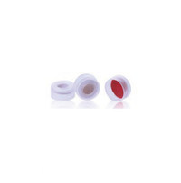 11mm Clear Snap Cap, Red PTFE/White Silicone Septa, 100-pk