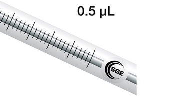 0.5 μL NanoVolume Agilent syringe with 4.2 cm 0.47 mm OD cone tipped needle, each