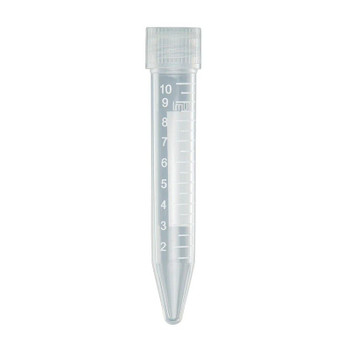 Centrifuge Tube, 10mL, with Separate Natural PP Screw Cap, PP, Printed Graduations, 1000-cs