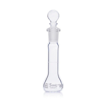 5mL Volumetric Flask, Globe Glass, Class A, Wide Mouth, 12-pk