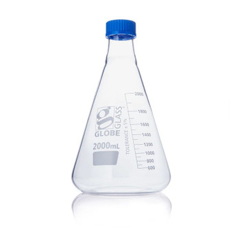 Erlenmeyer Flask, 2000mL, Globe Glass, Screw Cap, EA