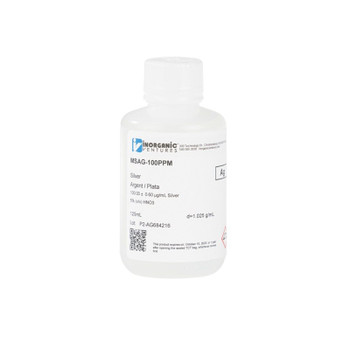100 ppm (µg/mL) Silver for ICP, 125mL