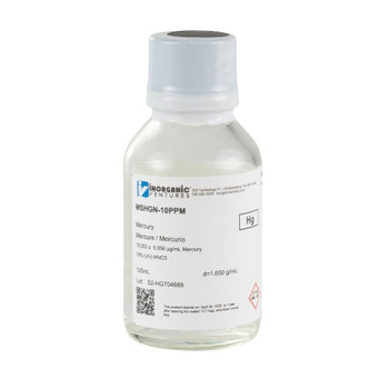 10µg/mL Mercury, 10% v/v Nitric Acid, 125mL