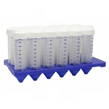 50mL Centrifuge Tubes, Sterilized by Gamma, Conical, White Cap, Racked, 500-pk