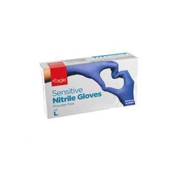 Eagle Protect PBC, 9" Low Derme Sensitive Nitrile Gloves, Powder-Free, Indigo, Textured Fingertips, 4mil, Large, 1000-cs