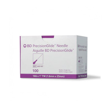 16G Purple PrecisionGlide Hypodermic Conventional Needle, 1in Bevel Point - Regular Wall, 1000-cs