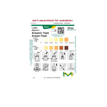 Arsenic Test Strips, Colorimetric, 0.02-3 mg/L (As), MQuant, 100-pk