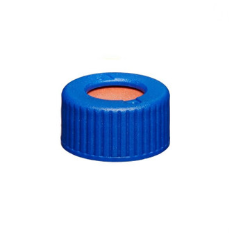 9mm Screw Closure, PTFE/Red Rubber, Blue, 100-pk