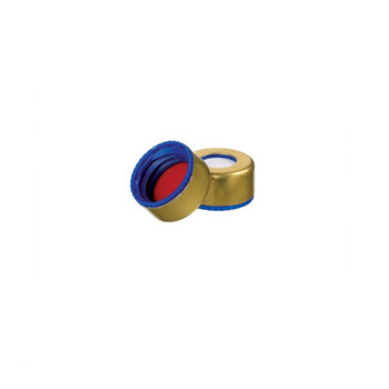SureSTART 9 mm Screw Caps, Level 3 High Performance Applications, White Silicone/Red PTFE, Blue, 100-pk