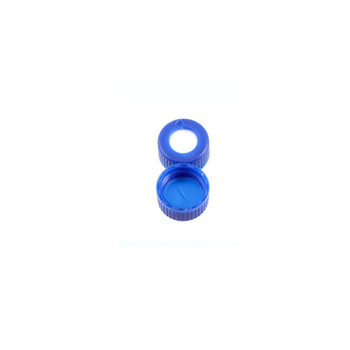 SureSTART Blue, 9 mm Screw Caps, Level 1, White Silicone/Red PTFE; Pre-slit, Bonded, 100-pk
