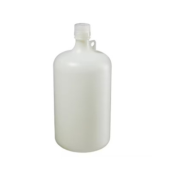 Nalgene 38-430 mm Fluorinated Narrow-Mouth HDPE Bottles with Closure, 4L, 6-pk