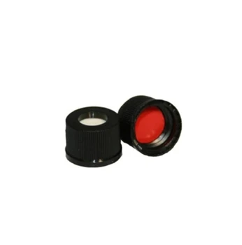 10mm Screw Closure, Red PTFE/White Silicone, Black, 100-pk