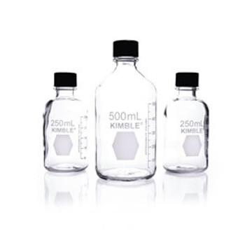 KIMBLE® Storage / Media Bottles, Rubber Lined Cap, 250mL, 150mm, 48-pk