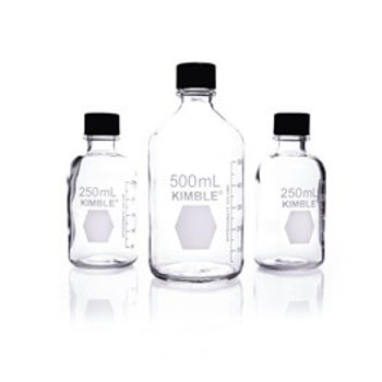 KIMBLE® Storage / Media Bottles, Rubber Lined Cap, 500mL, 192mm, 24-pk