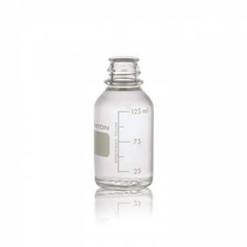 WHEATON® Media / Lab Bottle, Without Cap, Clear, 125mL, 48-pk