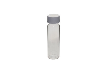 Finneran 40mL Clear Vial, 24-400mm Solid Top White Polypropylene Closure, PTFE Lined, 72-pk