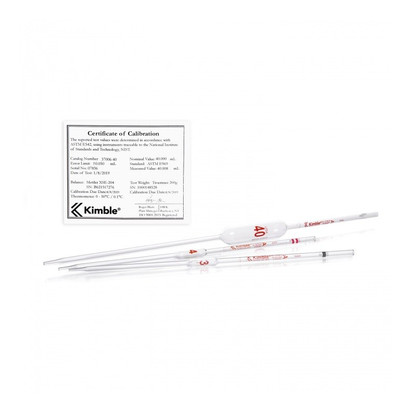 KIMBLE KIMAX Volumetric Pipet, Class A, TD, Serialized and Certified, 25mL, 3-pk