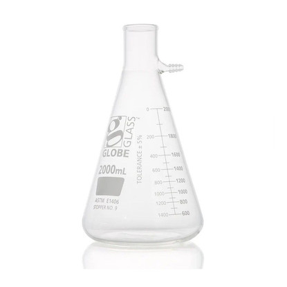 Flask, Filter, Globe Glass, 2000mL, Dual Graduations, ASTM E1406, EA