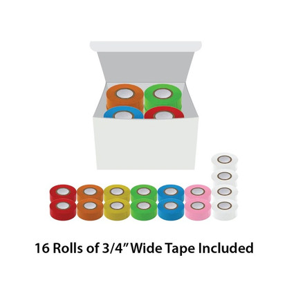 Labeling Tape, 3/4" x 500", Assorted Colors (4 white, 2 blue, 2 green, 2 orange, 2 pink, 2 red, 2 yellow)
