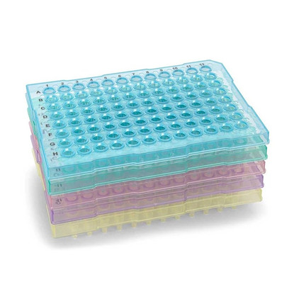 0.2mL 96-Well PCR Plate, Half Skirt (ABI-style), Flat Top, Clear, 100-cs