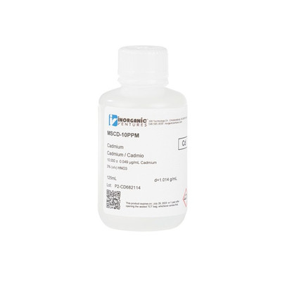 10ppm Cadmium, 3% v/v Nitric Acid, 125mL