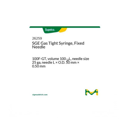 SGE Gas Tight Syringe, Fixed Needle (25ga), 100µL, 1-EA
