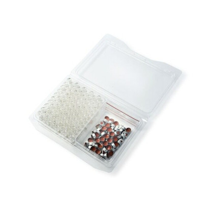 2mL Non-Assembled Vial Kit, Clear Glass Vial, Silver Seal, PTFE/Red Rubber Septum, Snap-It Autosampler, 11 mm