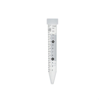 HAWK 15mL Metal-Free Centrifuge Tubes, Pre-Sterilized, 20K RCF, Conical, Clear Cap, Individually Wrapped, 250-pk