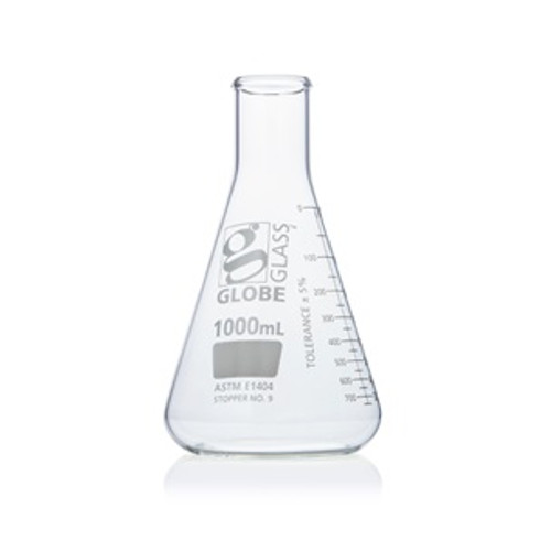 1000mL Erlenmeyer Flask, Globe Glass, Narrow Mouth, 24-Case