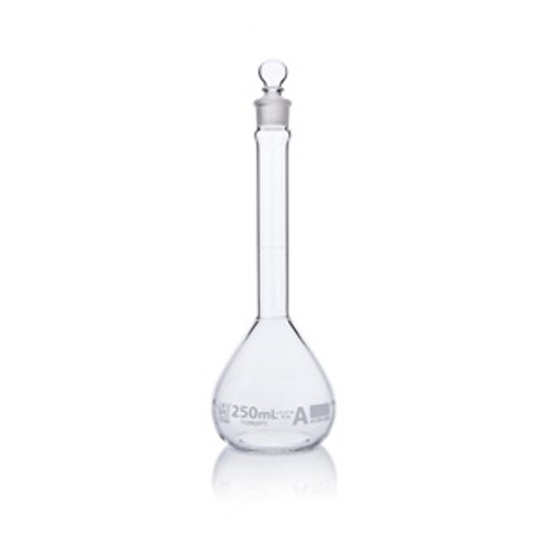 250mL Volumetric Flask, Globe Glass, Class A, Wide Mouth, 12-Case