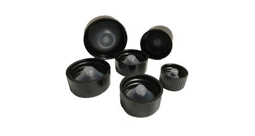 38-400 Black Ribbed Phenolic Cap with PolyCone Liner, 1,600-Case