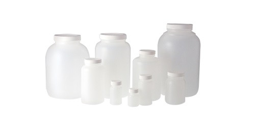 16oz (500ml) Natural HDPE Wide Mouth Round with 53-400 White PP SturdeeSeal PE Foam Lined Cap attached, 180-Case