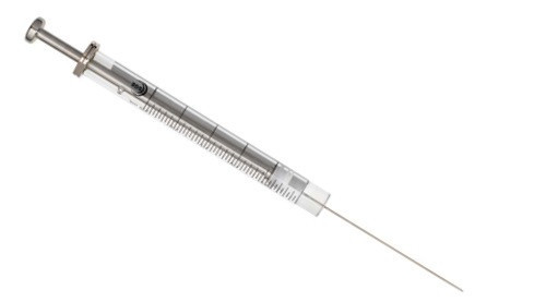 1 mL fixed needle CTC headspace syringe with energized GT plunger and 5.6 cm 0.47 mm OD side hole needle, each