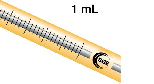 1 mL fixed needle CTC RTC and Thermo RSH syringe with GT plunger and 5.7 cm 0.72 mm OD LC tipped needle, each