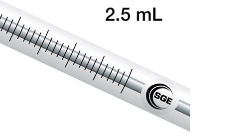 2.5 mL removable needle syringe with GT plunger and 5.1 cm 0.72 mm OD LC needle, each