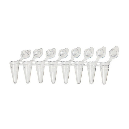 DiamondLink 0.1mL 8-Strip Tubes, Low-Profile, with Individually-Attached Flat Caps, Clear, 120-pk