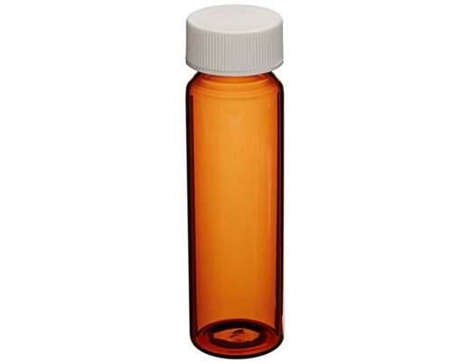 Finneran 40mL Amber Vial, 24-400mm Solid Top White Polypropylene Closure, PTFE Lined, 72-pk