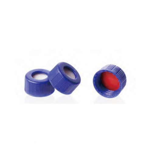 Ibis Advantage 9mm Blue Screw Cap, PTFE/Silicone, 100-pk